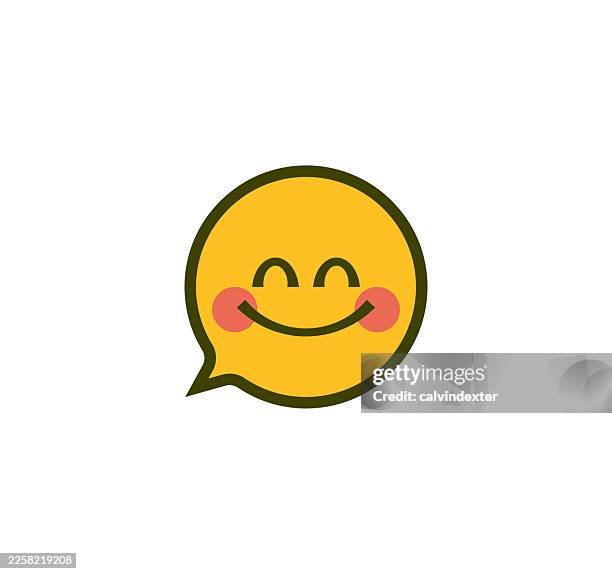 happy emoji speech bubble - kawaii stock illustrations