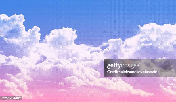 pink clouds and blue sky background - clouds sunset stock illustrations