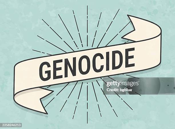 genocide - banner in retro vintage style - old textured paper - holocaust stock illustrations
