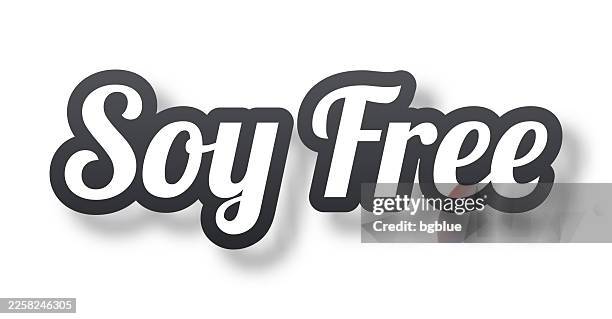 soy free - 3d text with shadow on white background - soy milk stock illustrations