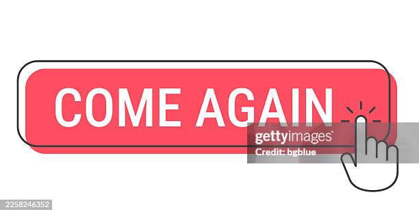 come again - click button with hand cursor on white background - reboot computer stock illustrations