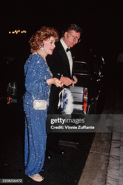 American singers Eydie Gormé and Steve Lawrence attending an event in the United States, circa 1990.