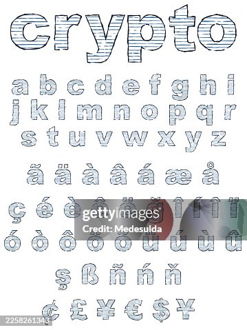Vector Horizontal Hatched and Outlined Alphabet. Vector Horizontal Hatched and Outlined Alphabet.