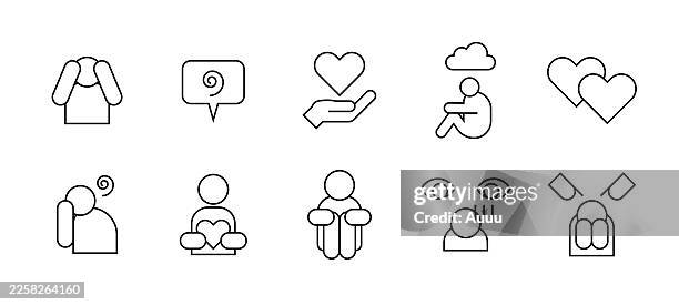 psychological health concept line icon - compassion fatigue stock illustrations