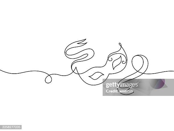 tuesday line art - carnaval stock illustrations