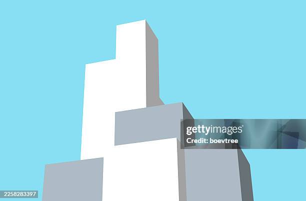 abstract 3d white model modern city building cube pattern material vector background - office perspective stock illustrations