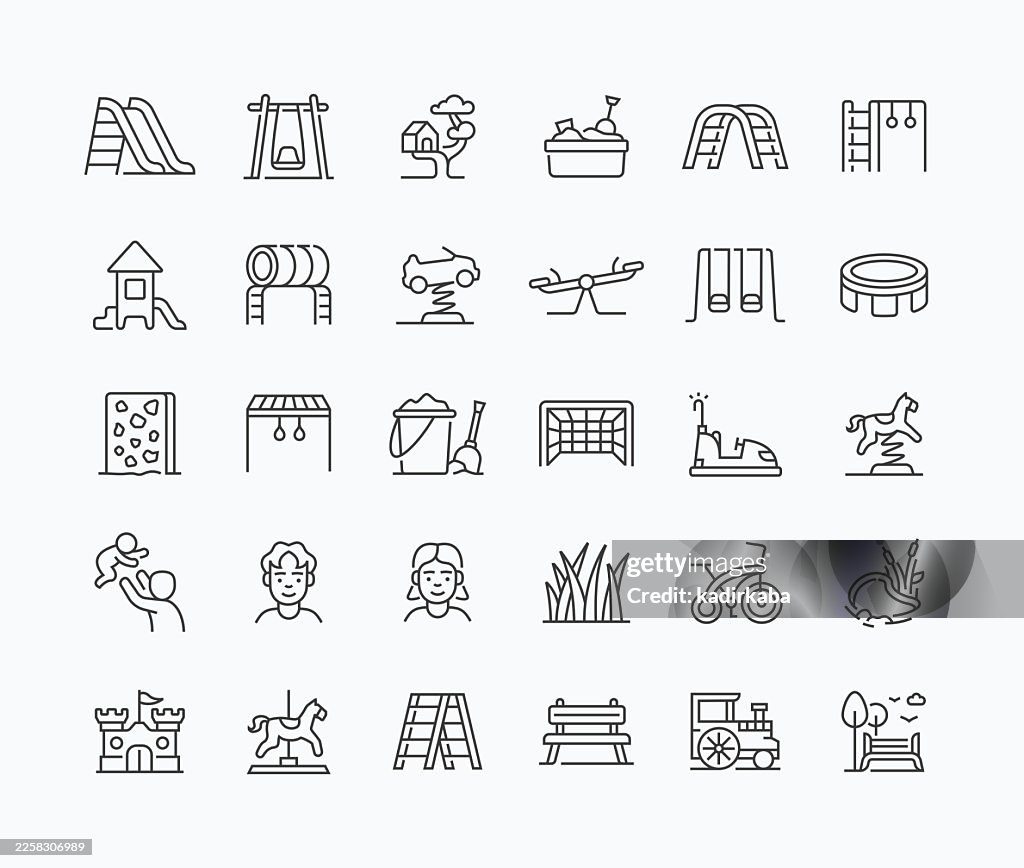 Thin Playground Line Icon Set · 30 Icons
