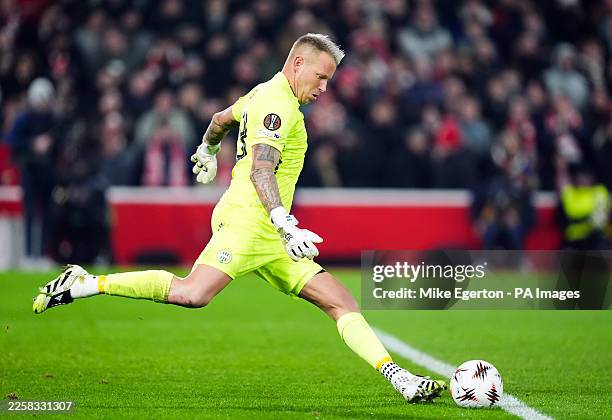 Ferencvaros goalkeeper David Grof during the UEFA Europa League match at the City Ground, Nottingham. Picture date: Thursday January 29, 2026.