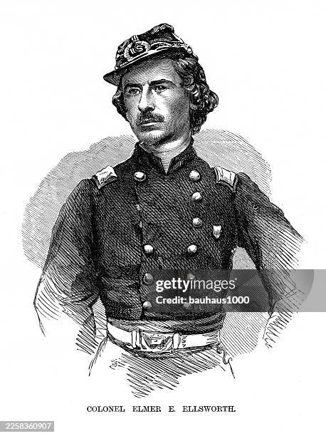 colonel elmer e. ellsworth - csa archive stock illustrations