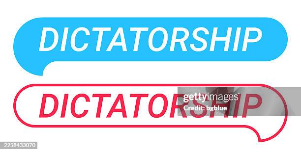 dictatorship - blue and red speech bubble on white background - online extremism stock illustrations