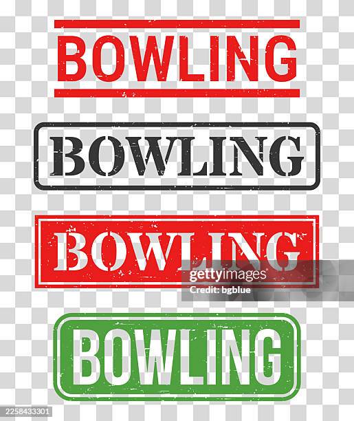 bowling - rubber stamp set on blank background - bowling pin isolated stock illustrations