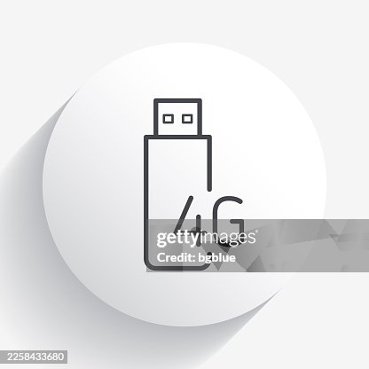 4G USB modem. Icon on circle button with long shadow 4G USB modem. Icon on circle button with long shadow
