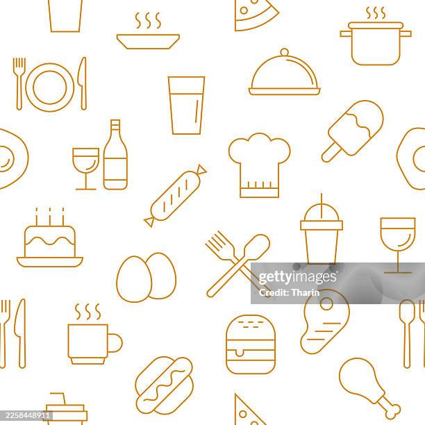 food seamless pattern - dining background stock illustrations