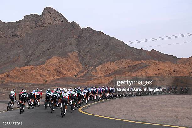 General view of the peloton competing during the 6th AlUla Tour 2026, Stage 1 a 158km stage from AlUla Camel Cup Track to AlUla Camel Cup Track on...