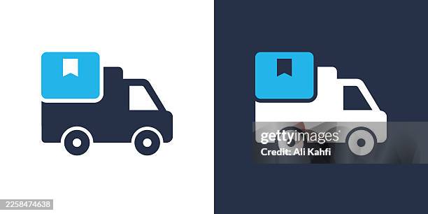 cargo van glyph solid icon. solid icon that can be applied anywhere, simple, pixel perfect and modern style. - express delivery stock illustrations