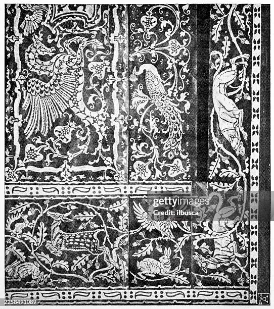 table linen by walter crane - linen tablecloth stock illustrations