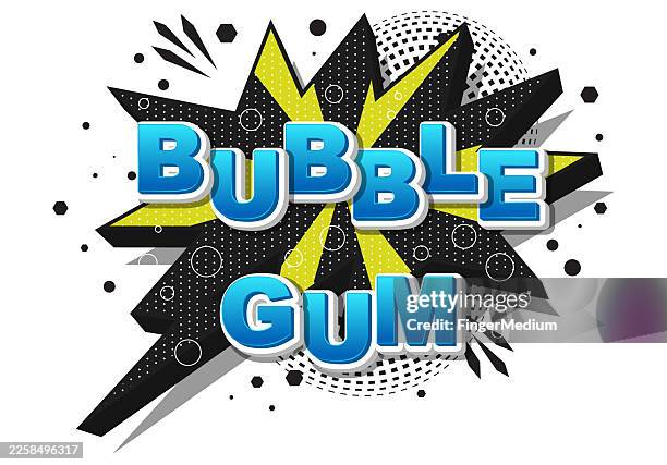 bubble gum speech bubble banner - bubble gum stock illustrations