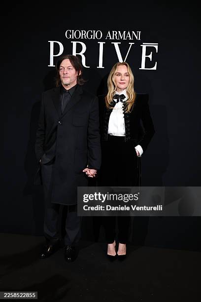 Norman Reedus and Diane Kruger attend the Giorgio Armani Privé Haute Couture Week Spring/Summer 2026 show as part of Paris Fashion Week on January...