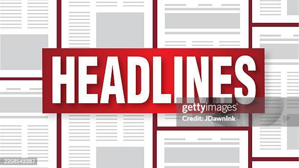 stockillustraties, clipart, cartoons en iconen met news headlines alert concept web banner template background - krantenkop