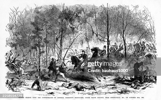 Charge by Fremont's Bodyguard Engraving Charge by Fremont's Bodyguard Engraving