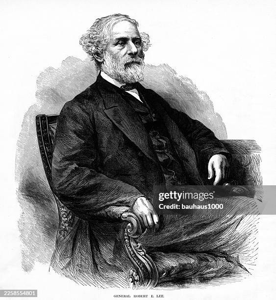 general robert e. lee engraving - csa archive stock illustrations