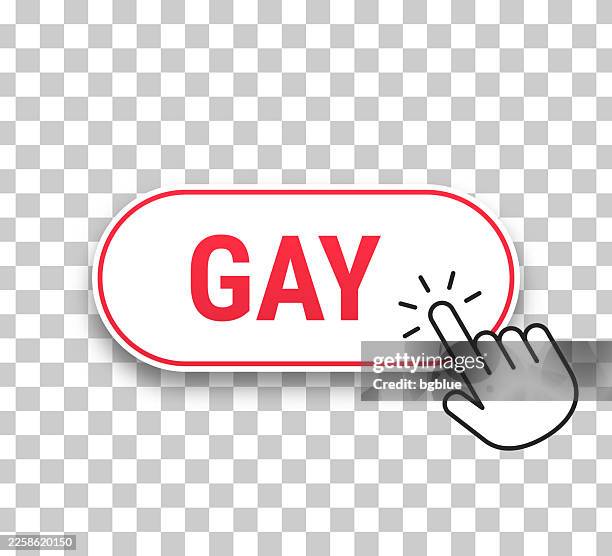 gay - 3d click web button with hand cursor on blank background - couple moving boxes stock illustrations