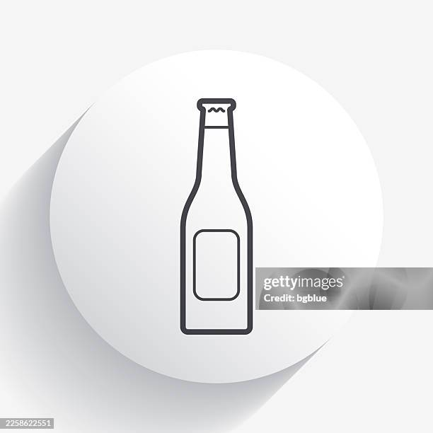 beer bottle. icon on circle button with long shadow - cider stock illustrations
