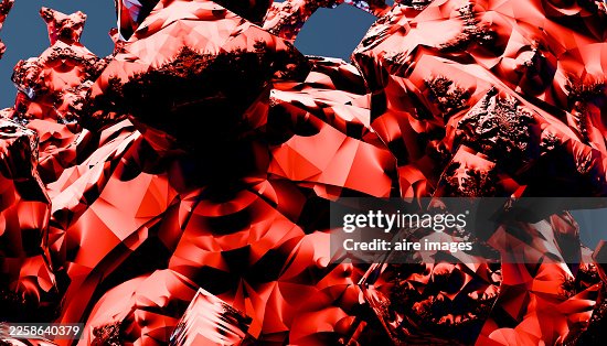 Red abstract crystalline structure forming a complex pattern Red abstract crystalline structure forming a complex pattern