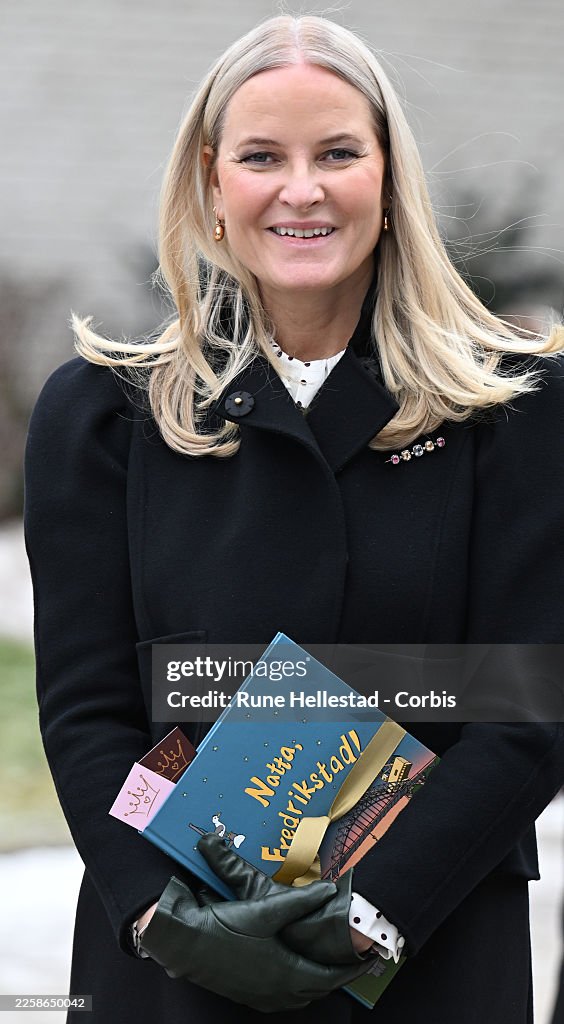 Crown Prince Haakon And Crown Princess Mette-Marit Visit Fredrikstad Library