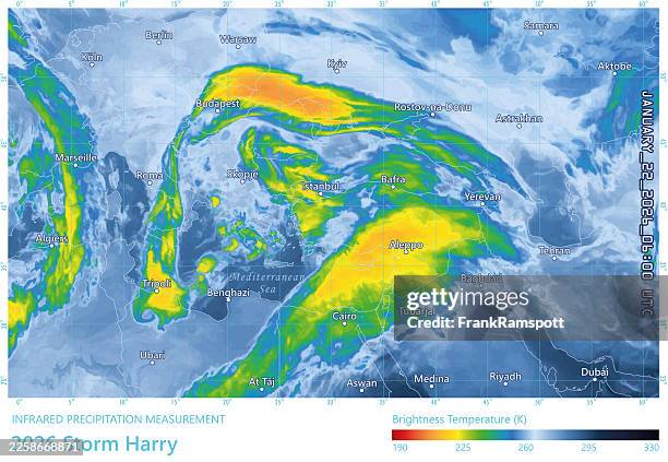 storm harry 20260122 06utc precipitation map turkey - libya turkey stock illustrations
