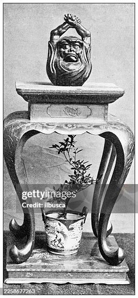 japanese flower arrangement, gardenia, ikenobo reizan style - gardenia stock illustrations