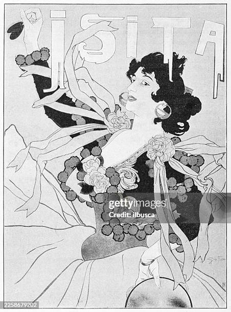 illustrations, cliparts, dessins animés et icônes de affiche de georges de feure - danseuse espagnole