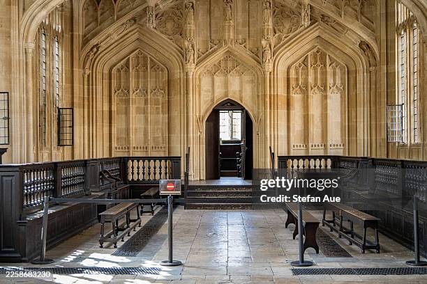 inside view of the divinity school in oxford, uk - seminary stock pictures, royalty-free photos & images