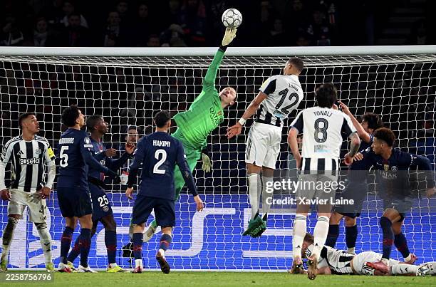 Matvei Safonof of Paris Saint-Germain in action during the UEFA Champions League 2025/26 League Phase MD8 match between Paris Saint-Germain and...