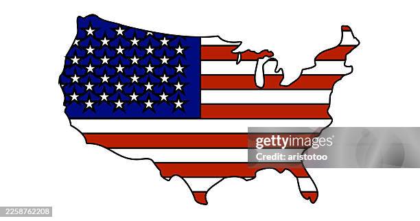 op art, or pop art style usa map flag isolated on white. - festive border stock illustrations