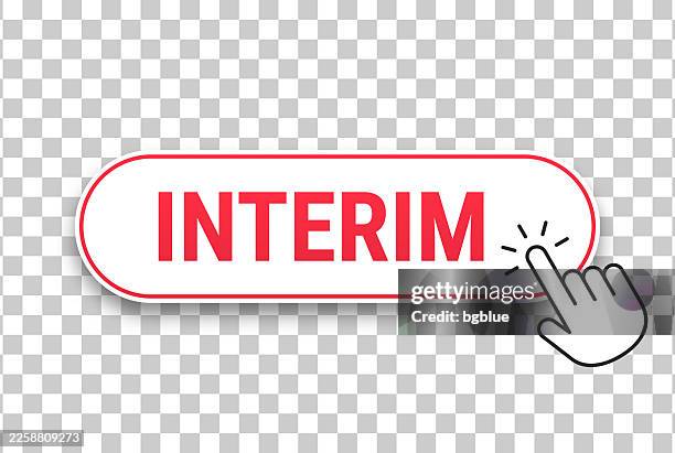 interim - 3d click web button with hand cursor on blank background - temporary stock illustrations