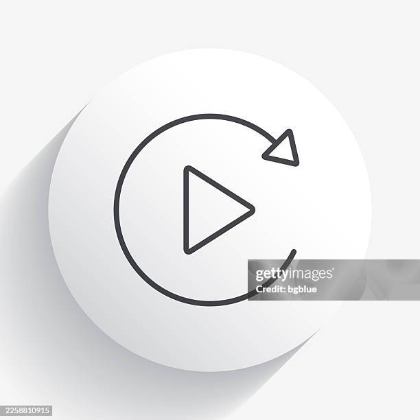 replay. icon on circle button with long shadow - reset stock illustrations