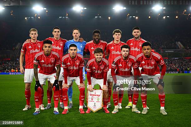 Players of Nottingham Forest pose for a team photograph prior to the UEFA Europa League 2025/26 League Phase MD8 match between Nottingham Forest FC...