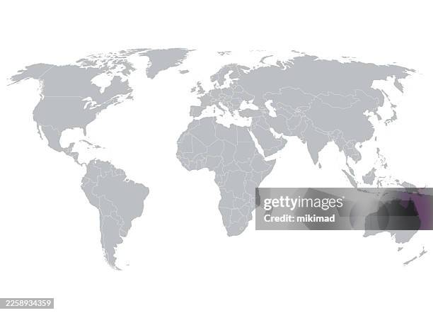 bildbanksillustrationer, clip art samt tecknat material och ikoner med minimal world map vector illustration. detailed world map with countries. vector globe earth isolated on white background with borders. eps 10 - sydamerika