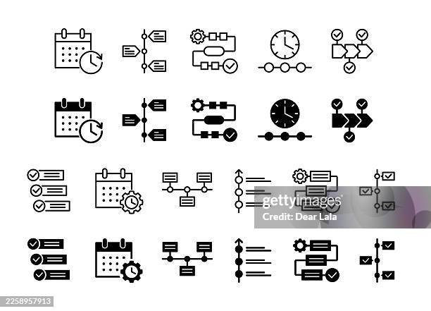 timeline icon set. time management and action plan symbol. vector illustration. - calendar date stock illustrations
