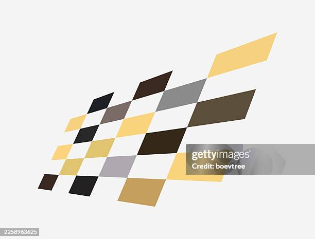 perspective colors chess board checked pattern design on white background - checkered flag background stock illustrations