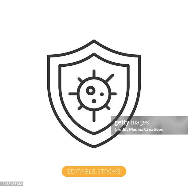 immune protection icon. editable stroke thin line icon - immunity icon stock illustrations