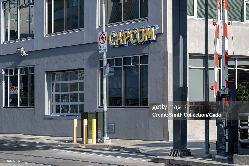 Facade with logo and sign reading Capcom, San Francisco, California ...