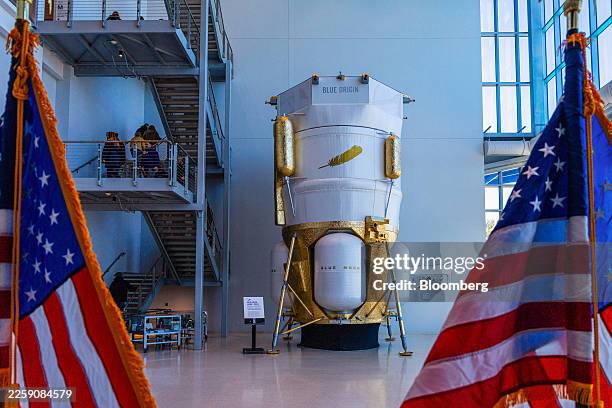 The Blue Moon Mark 1 lunar cargo lander displayed at the Blue Origin manufacturing complex in Merritt Island, Florida, US, on Monday, Feb. 2, 2026....