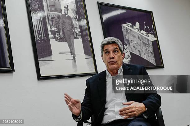 Cuban Vice Foreign Minister Carlos Fernandez de Cossio gestures as he speaks during an interview with AFP at the Ministry of Foreign Affairs in...