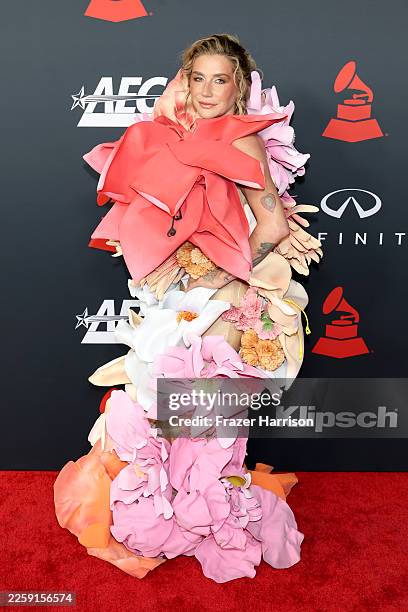 Kesha attends the 2026 MusiCares Person of the Year Honoring Mariah Carey at Los Angeles Convention Center on January 30, 2026 in Los Angeles,...