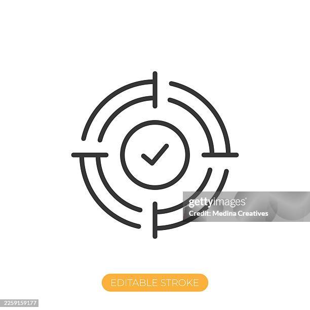 stockillustraties, clipart, cartoons en iconen met target achieved icon. editable stroke thin line icon - project scope icon