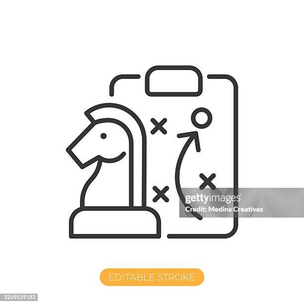 strategic roadmap icon. editable stroke thin line icon - strategy execution stock illustrations