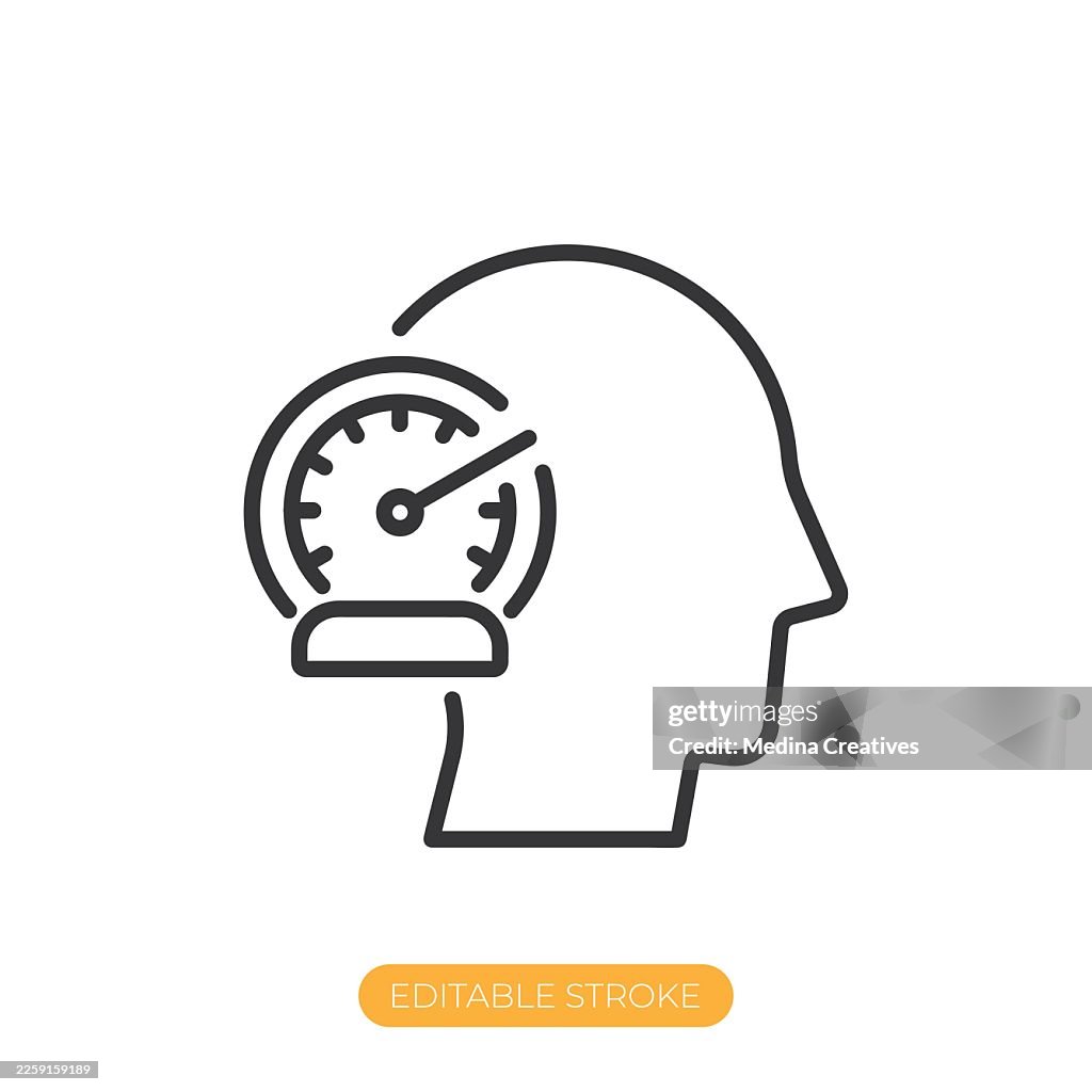 Ícone da mentalidade de performance. Ícone de linha fina de traço editável