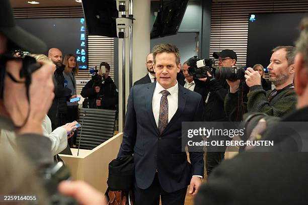 State Attorney and Prosecutor Sturla Henriksboe arrives in room 250 at the District Court in Oslo on February 3 for the start of the trial against...